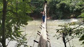 Kondisi jembatan di Desa Leuwi Ipuh, Kecamatan Banjarsari, Kabupaten Lebak, Banten setelah peristiwa putus yang membuat 15 warga jatuh pada Rabu 10 April 2024.(Dok. Warga)