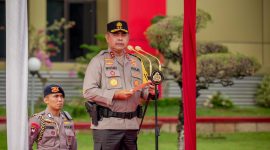 Kapolda Sumut Irjen Pol Whisnu Hermawan Februanto saat memimpil apel di Mapolda Sumut beberapa waktu lalu. (Foto: Diva Suwanda)