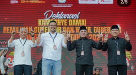 Paslon Cagubsu Bobby-Surya dan Edy-Hasan saat deklarasi Kampanye Damai yang dilaksanakan KPU Sumut beberapa waktu lalu. (Foto: Instagram Bobby Nasution)