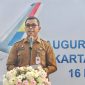 Kepala Dinas Perhubungan Sumatera Utara (Kadishub Sumut), Dr Agustinus Panjaitan, menyampaikan apresiasi atas kehadiran Pelita Air yang membuka rute penerbangan Medan-Jakarta. Hal ini diungkapkan dalam acara seremoni penerbangan perdana Pelita Air di Bandara Internasional Kualanamu, Senin (16/12/2024). (Foto: Diva Suwanda)
