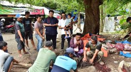Pemuda Ikatan Cendikiawan Muslim Indonesia (ICMI) Orwil Sumut melaksanakan pemotongan sapi qurban bersama komunitas Jurnalis Kota Medan. (Foto: Istimewa)