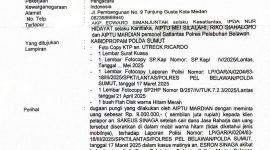 Kasat Lantas Polres Belawan bersama jajarannya dilaporkan ke Propam Polda Sumatera Utara (Sumut) atas dugaan pungutan liar (pungli) terhadap keluarga korban kecelakaan lalu lintas yang menewaskan seorang warga Sicanang, Belawan, bernama Esron Sinaga. (Foto: Diva Suwanda)