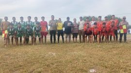 Wakapolsek Tanjung Beringin Ipda Brimen Sihotang saat menghadiri turnamen Sepakbola Kiyam sambut HUT RI ke 80. (Foto: Diva Suwanda)